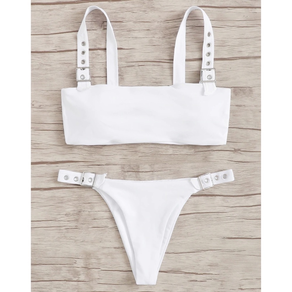 White Buckle Bikini Swimsuit